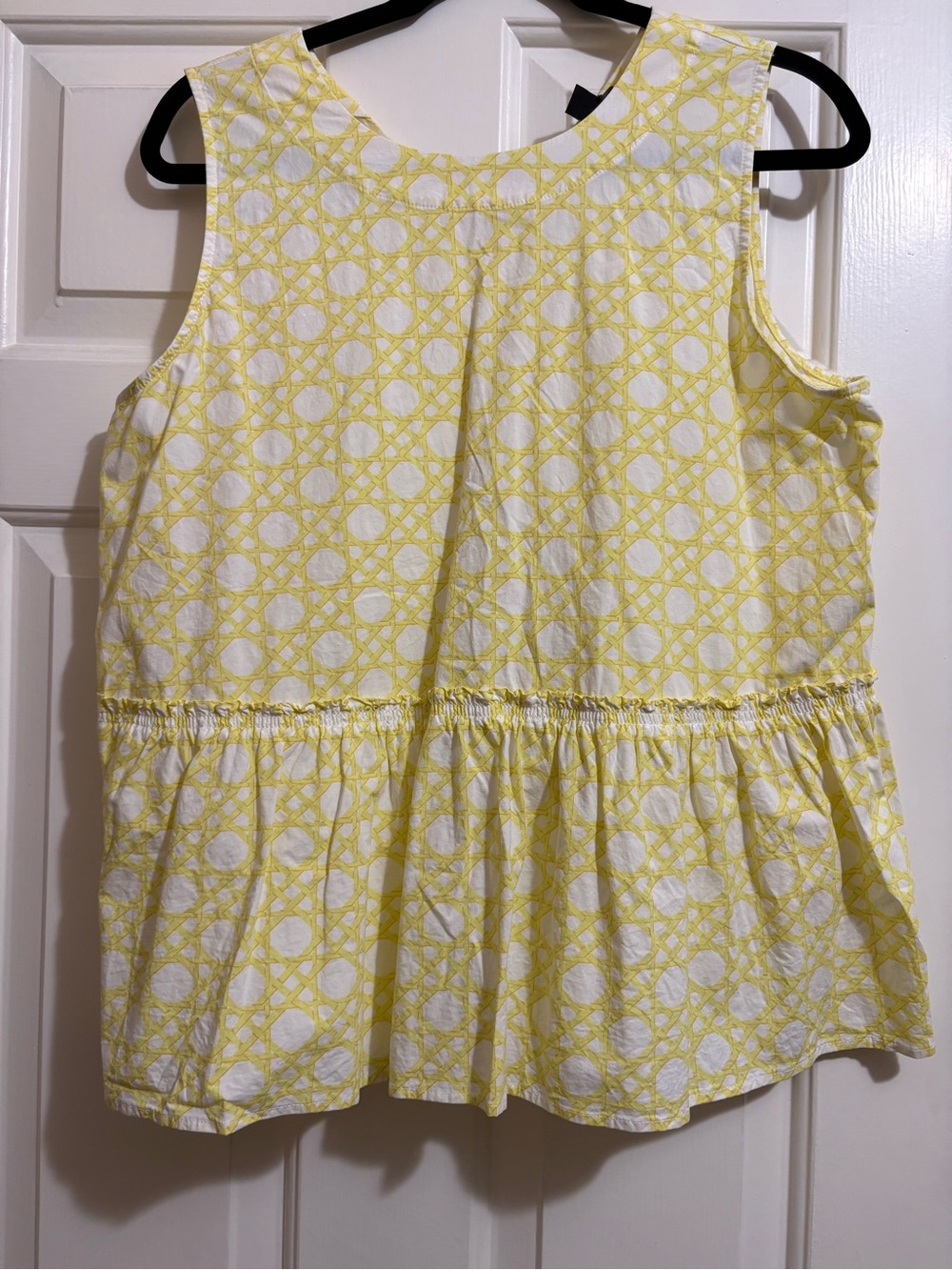 Ann Taylor Girls' Yellow and White Sleeveless Peplum Top